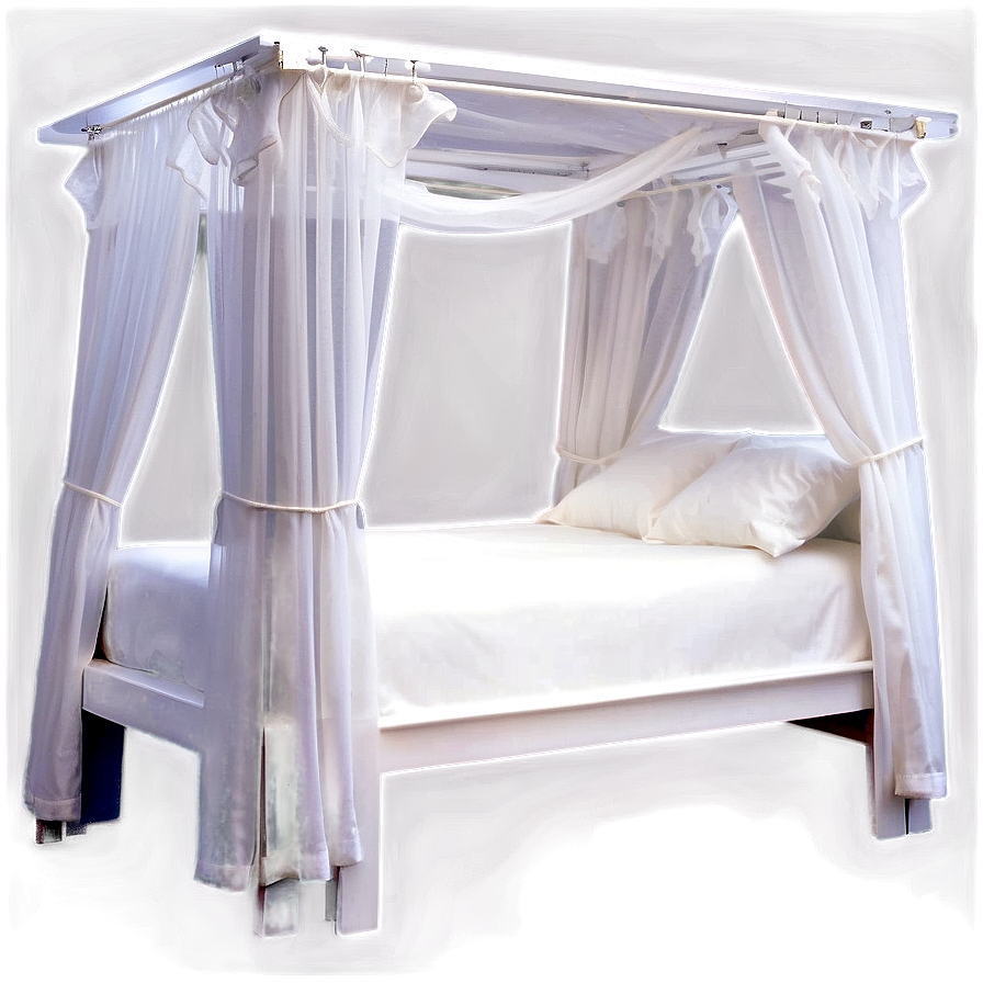 White Bed With Canopy Png Omj75