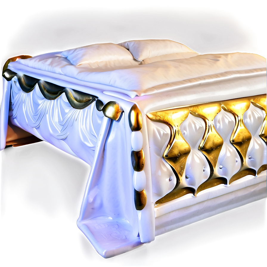 White Bed With Gold Details Png Xrd