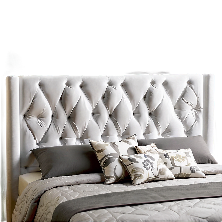 White Bed With High Headboard Png 06132024