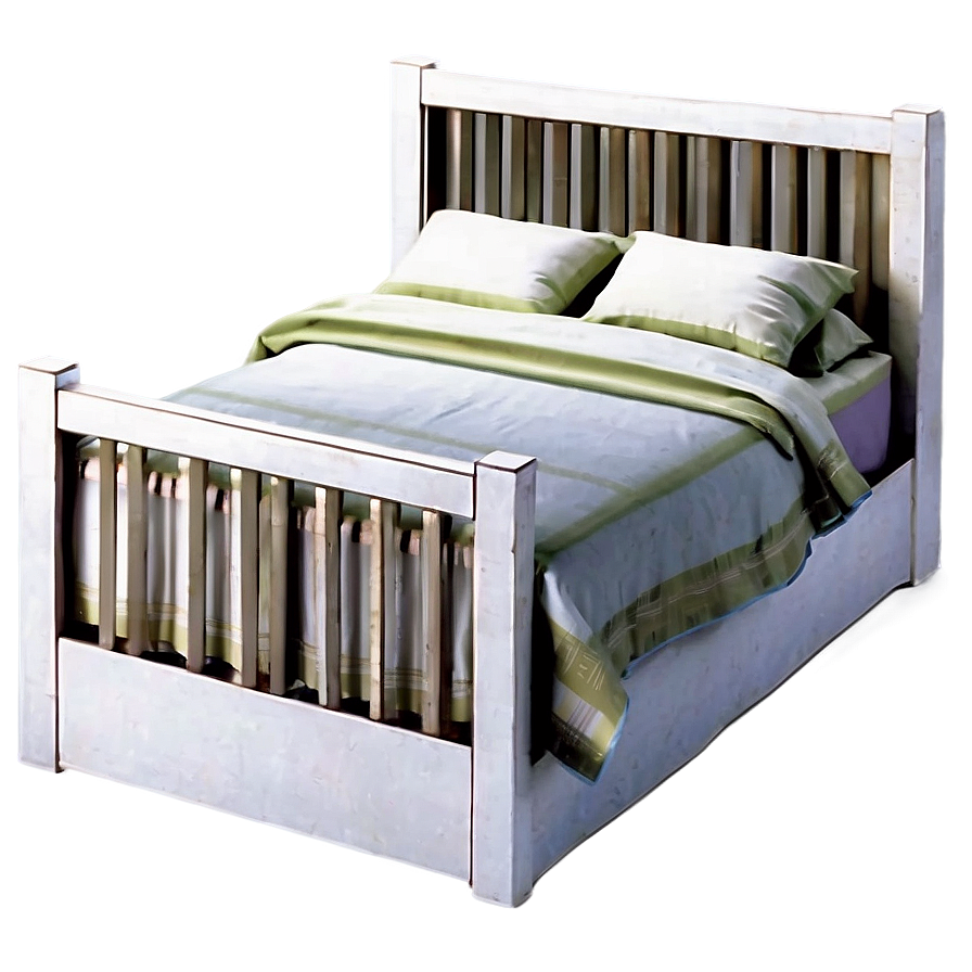 White Bed With High Headboard Png 06132024