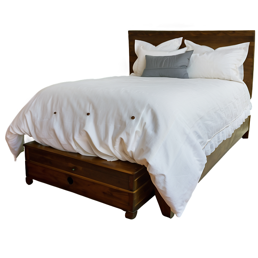 White Bed With Soft Linens Png Wiq