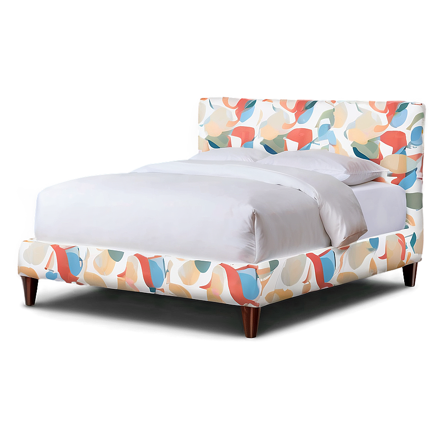 White Bed With Upholstered Headboard Png Vim13