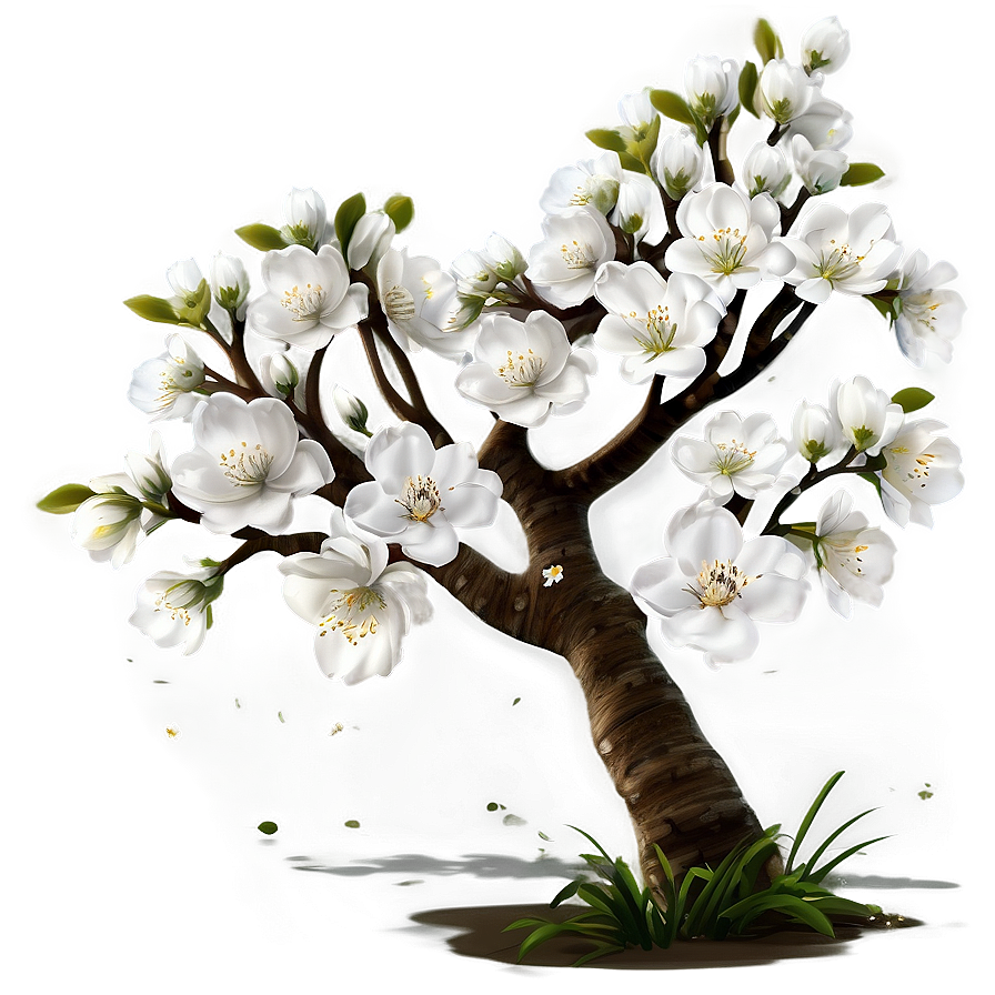 White Blossom Tree Scene Png Aql