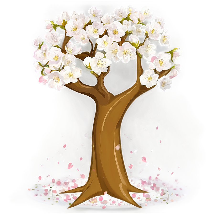 White Blossom Tree Scene Png Ctv