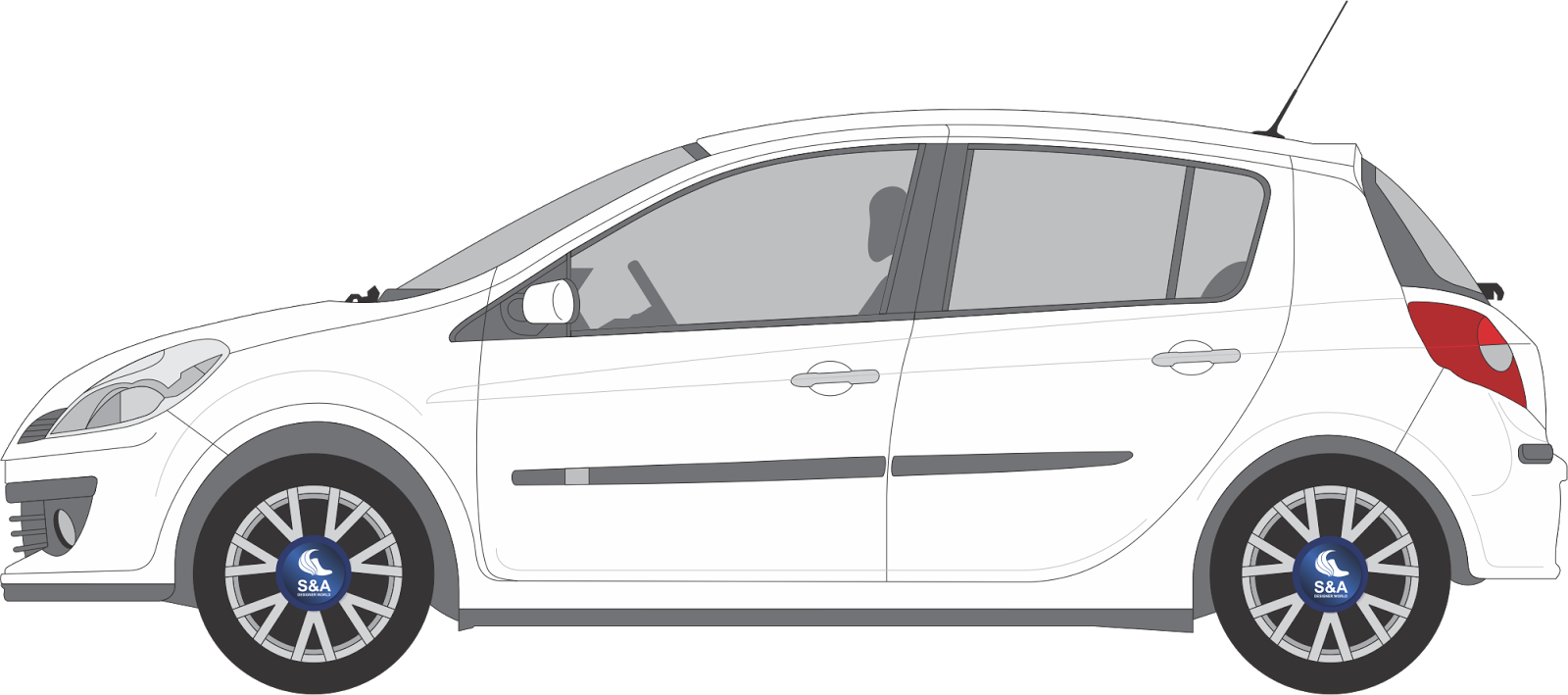 White Buick Hatchback Illustration