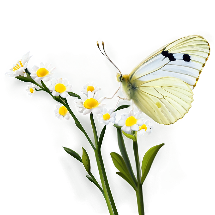 White Butterfly On Flower Png 06122024