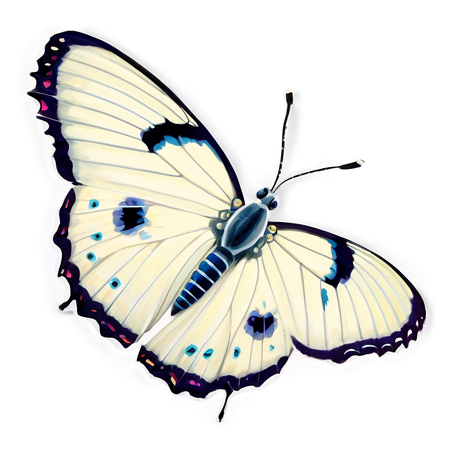 White Butterfly Side View Png Skq