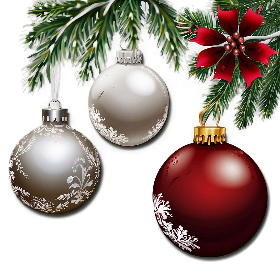 White Christmas Ornaments Png 05252024