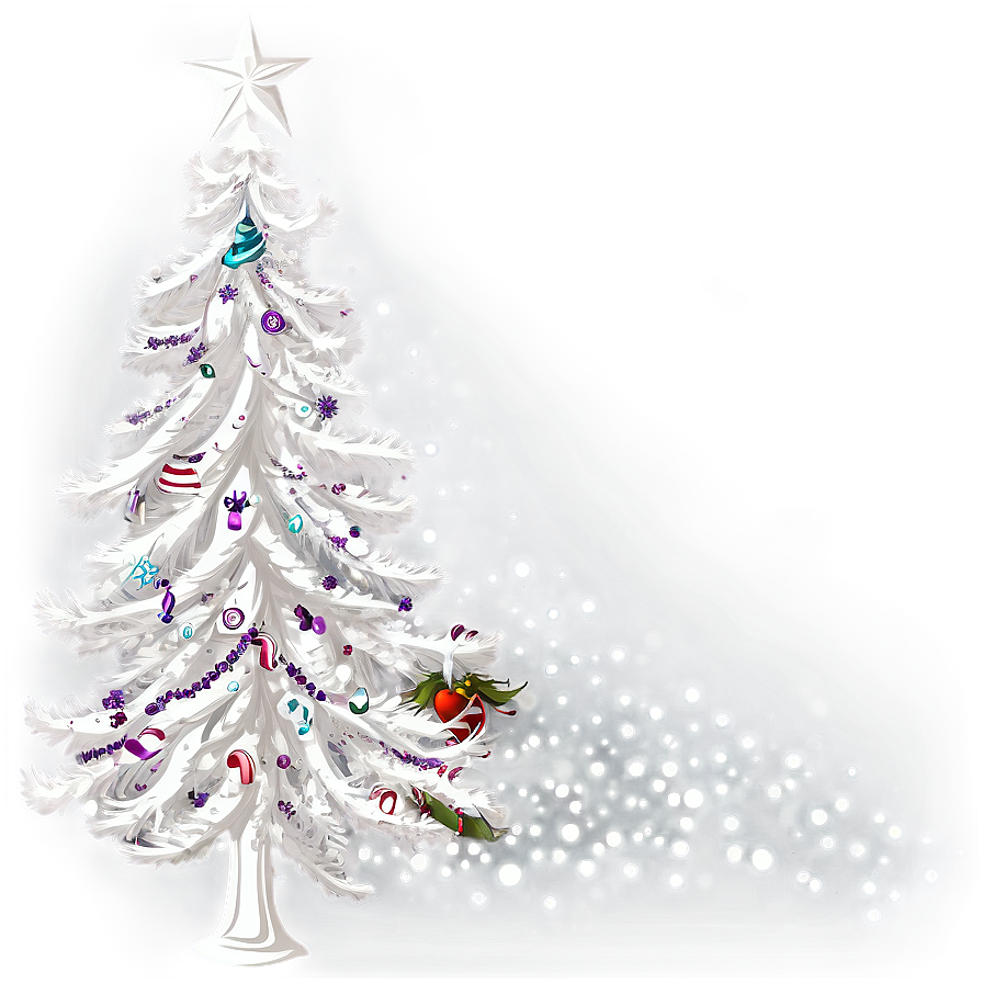 White Christmas Tree Illustration Png 32