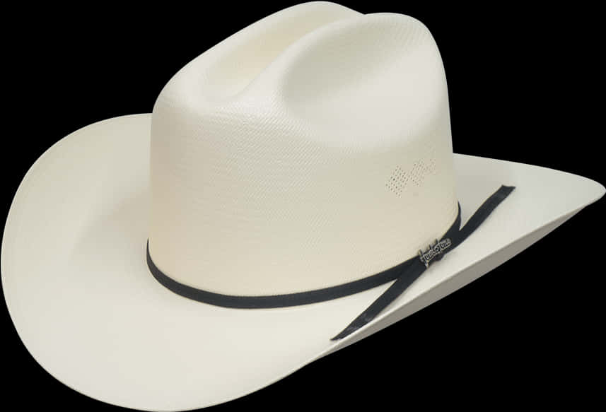 White Cowboy Hat Black Band