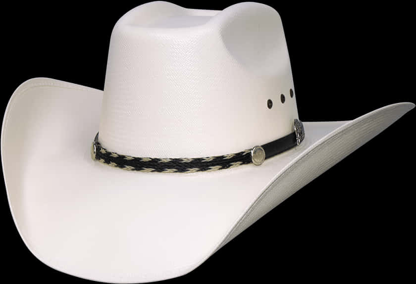 White Cowboy Hat Isolatedon Black Background