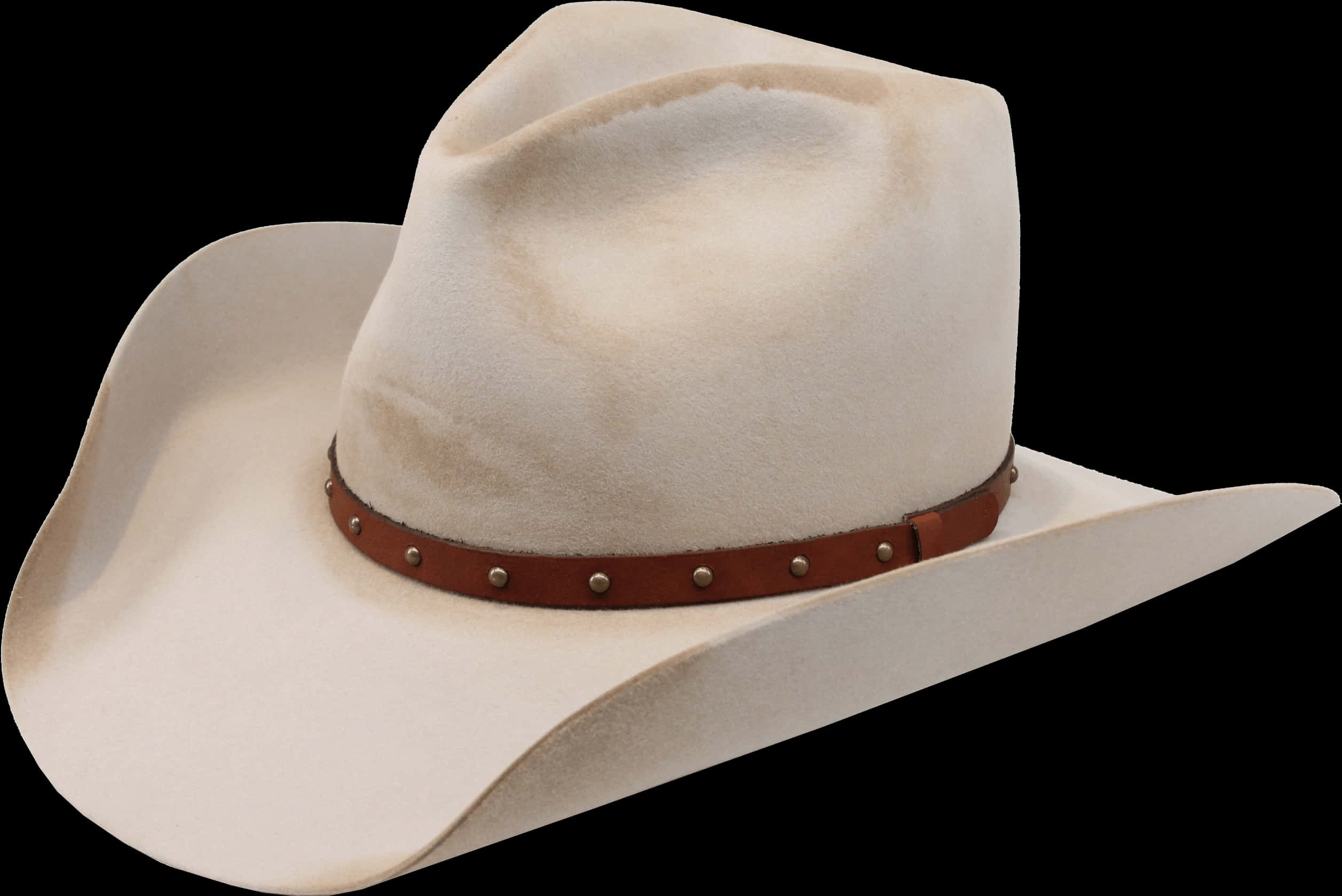 White Cowboy Hatwith Brown Leather Band