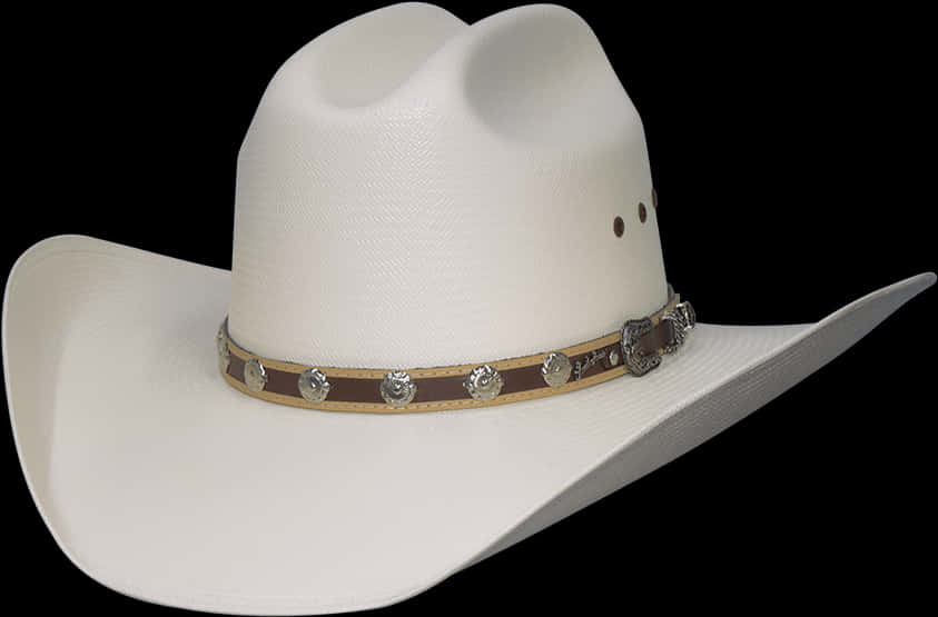 White Cowboy Hatwith Silver Conchos