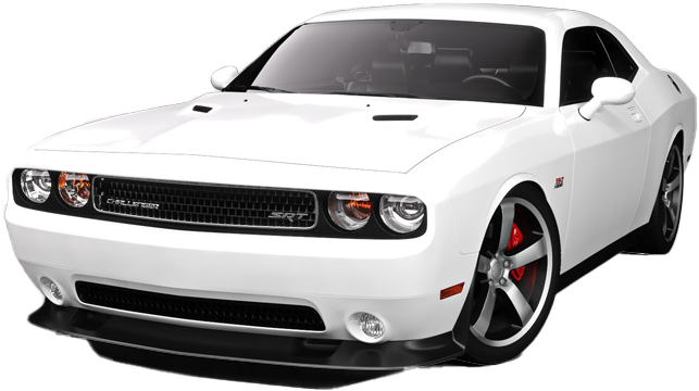 White Dodge Challenger S R T Angled View