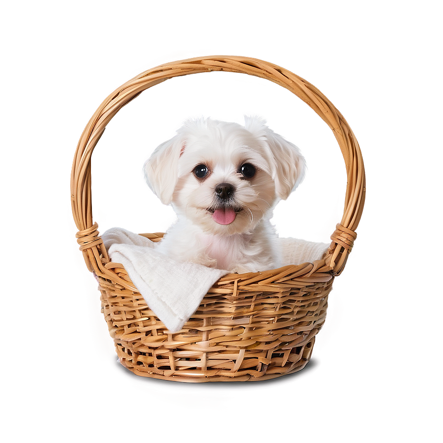 White Dog In Basket Png Cvr94