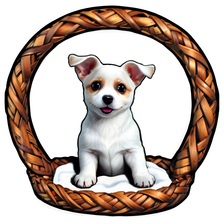 White Dog In Basket Png Vnd86