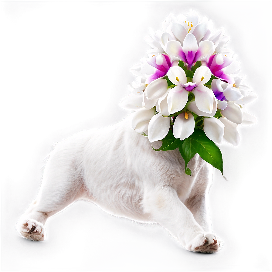 White Dog With Flowers Png 39