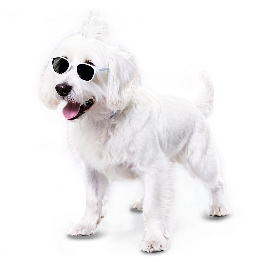 White Dog With Sunglasses Png Con