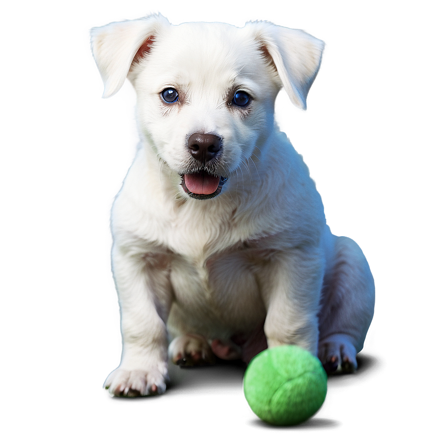 White Dog With Toy Png 79