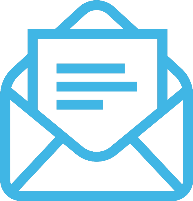 White Email Icon Blue Outline