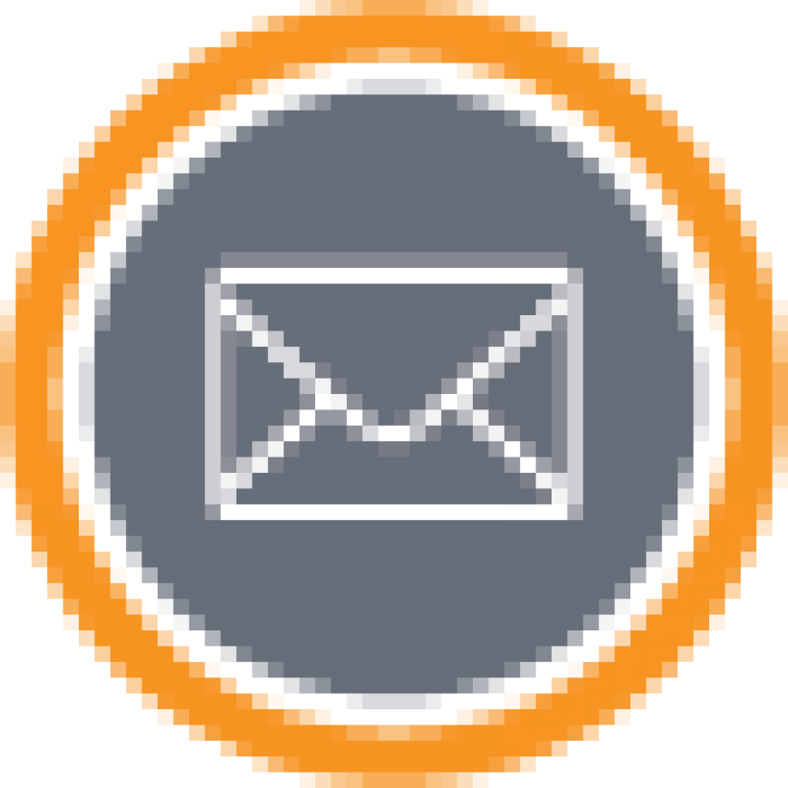 White Email Icon Orange Circle Background