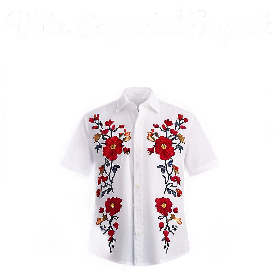 White Embroidered Shirt Png 24