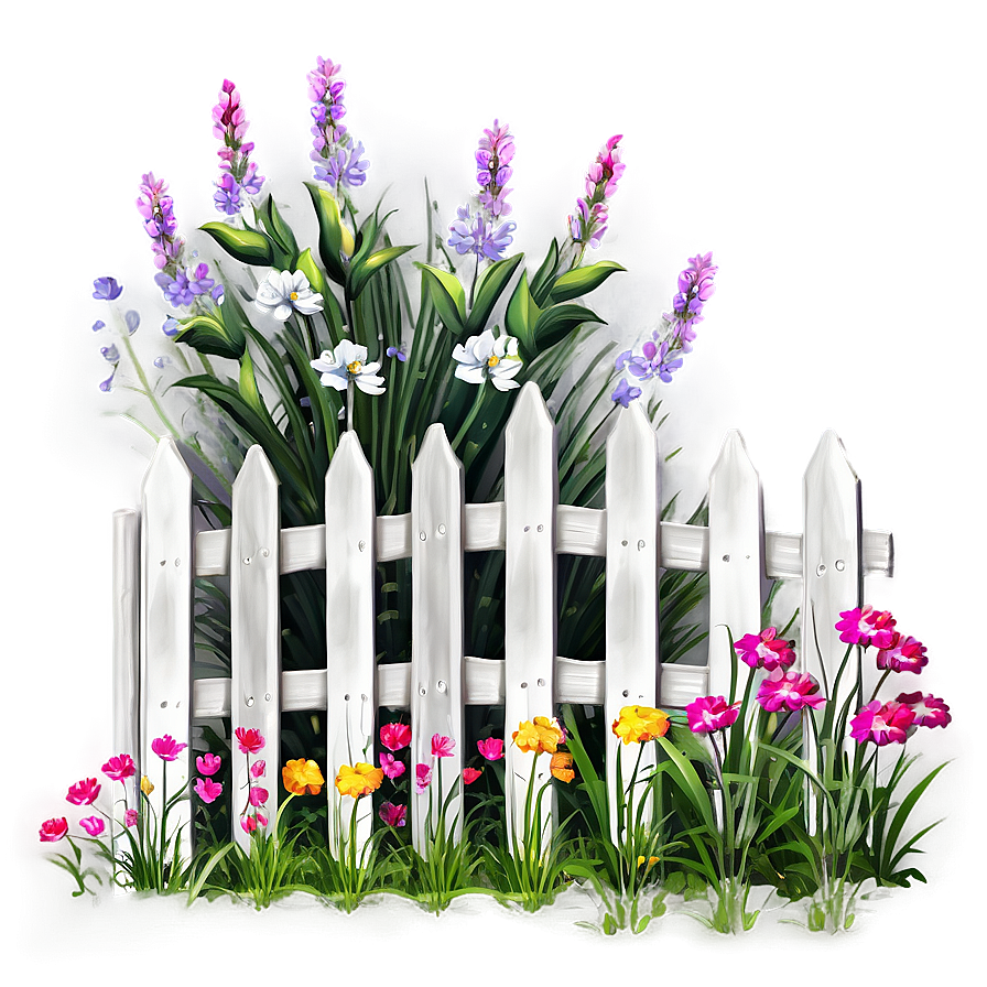 White Fence With Flowers Png Wgw