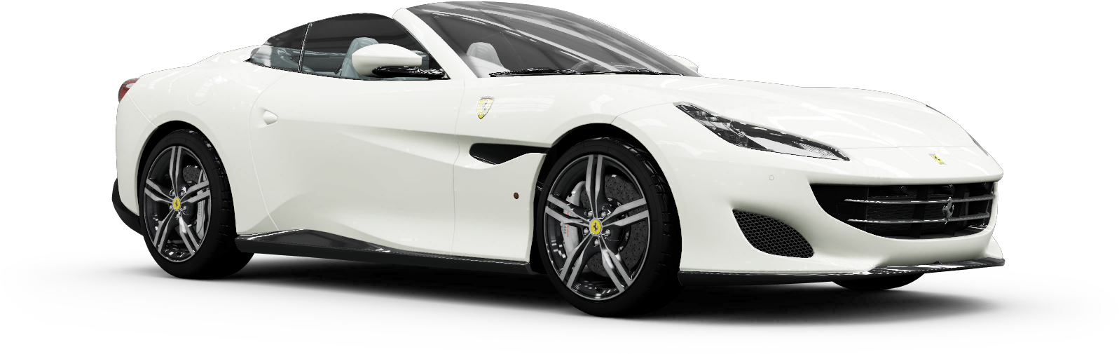 White Ferrari Convertible Side View