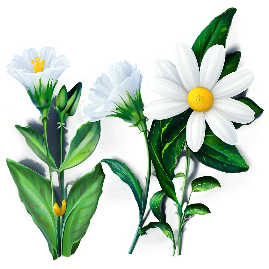 White Flowers Background Png Kal97