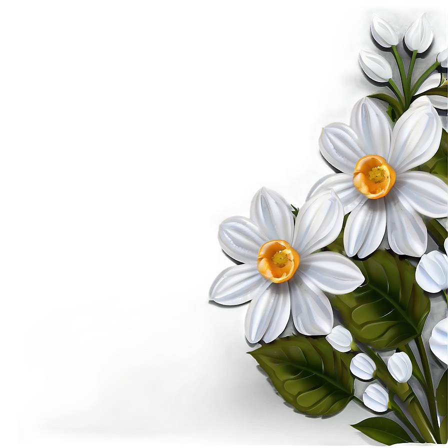 White Flowers Background Png Xyf39