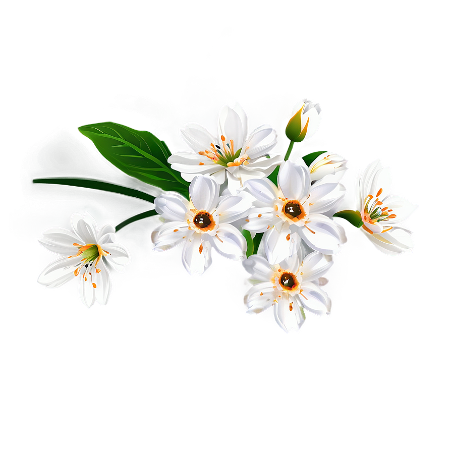 White Flowers Corner Design Png 88