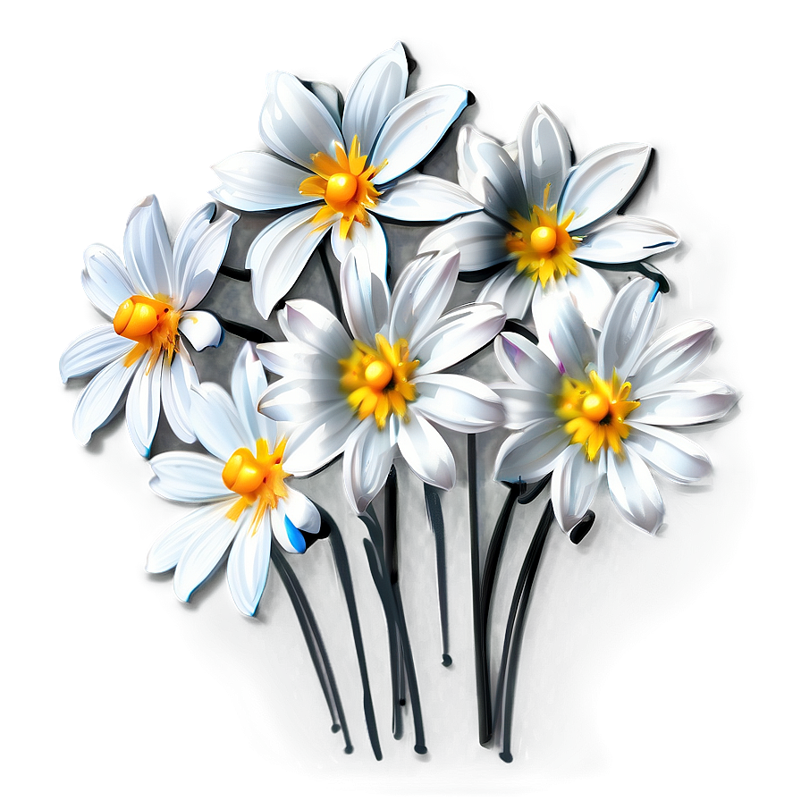 White Flowers Illustration Png 05242024