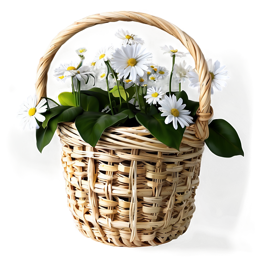 White Flowers In Basket Png 05242024