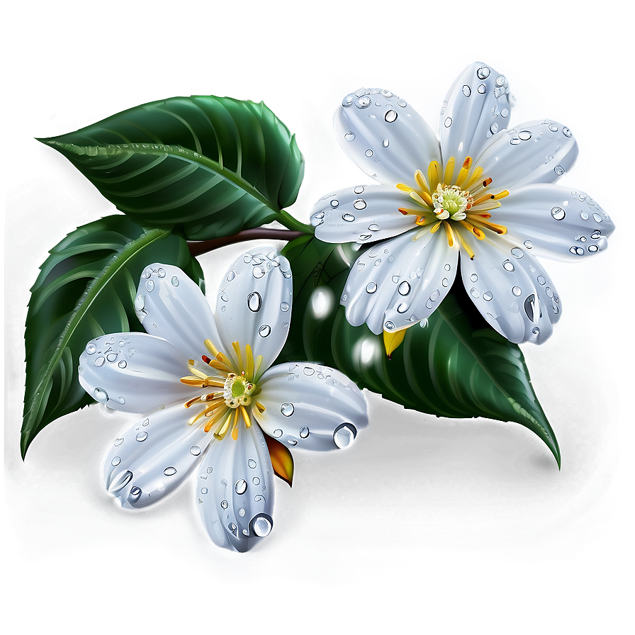 White Flowers With Dew Drops Png 05242024