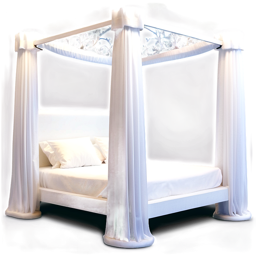 White Four Poster Bed Png 06132024