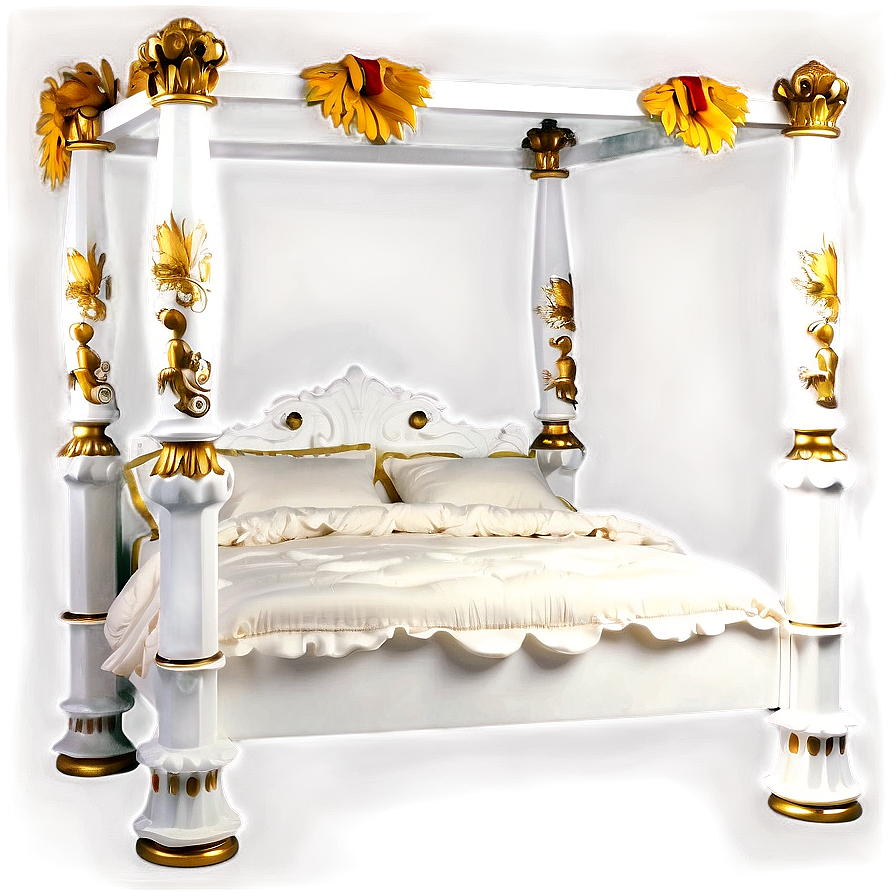 White Four Poster Bed Png Qru