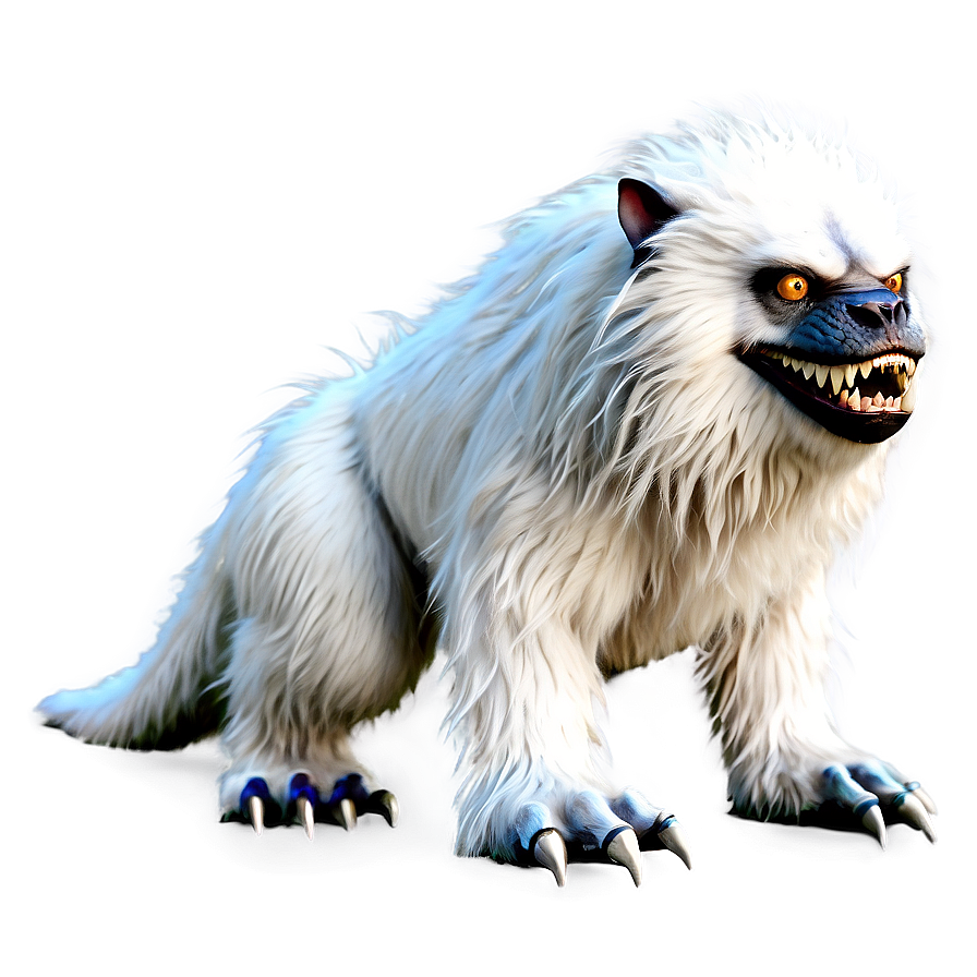 White Furry Monster Creature Png 06212024