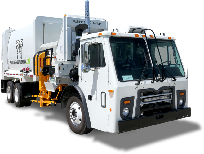 White Garbage Truck Sideloader