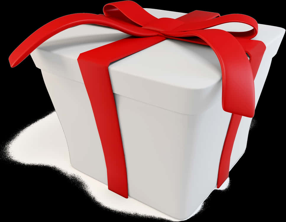 White Gift Box Red Ribbon