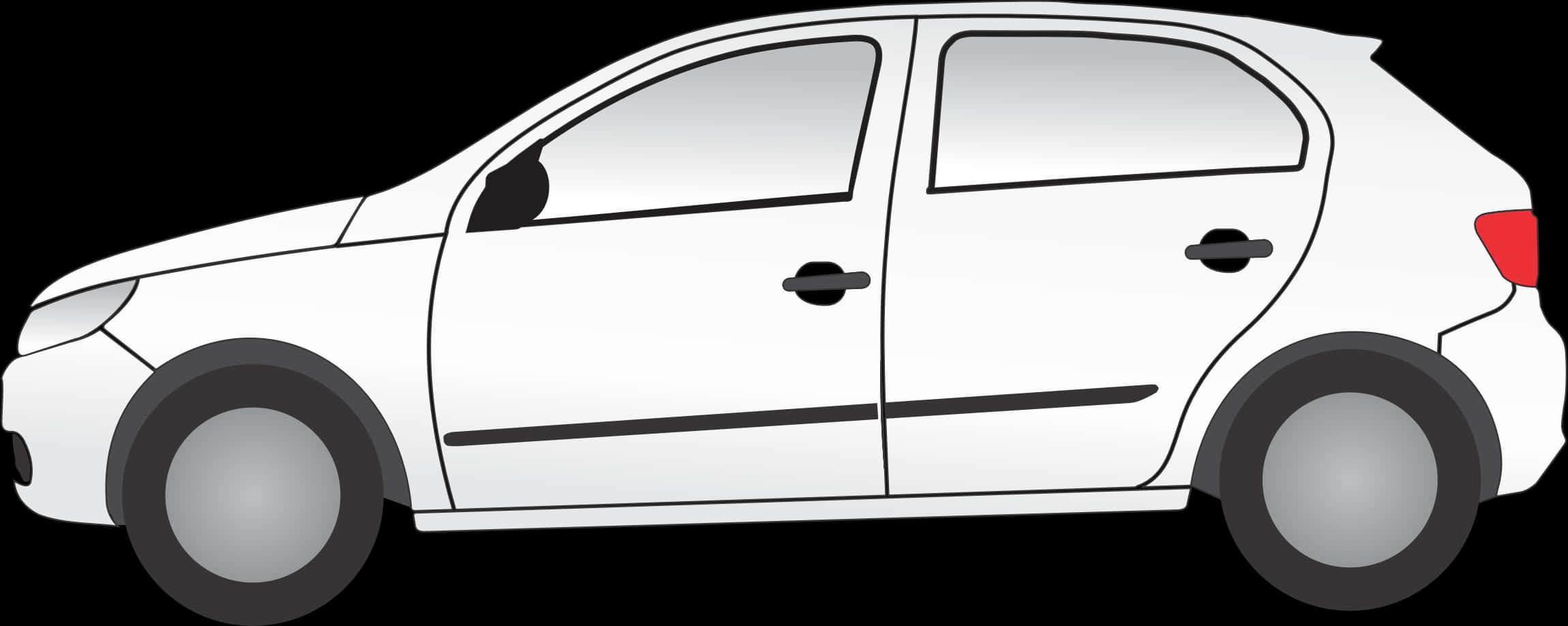 White Hatchback Car Side View Vector