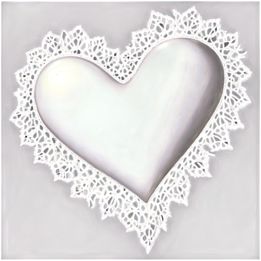 White Heart With Lace Png Qnj
