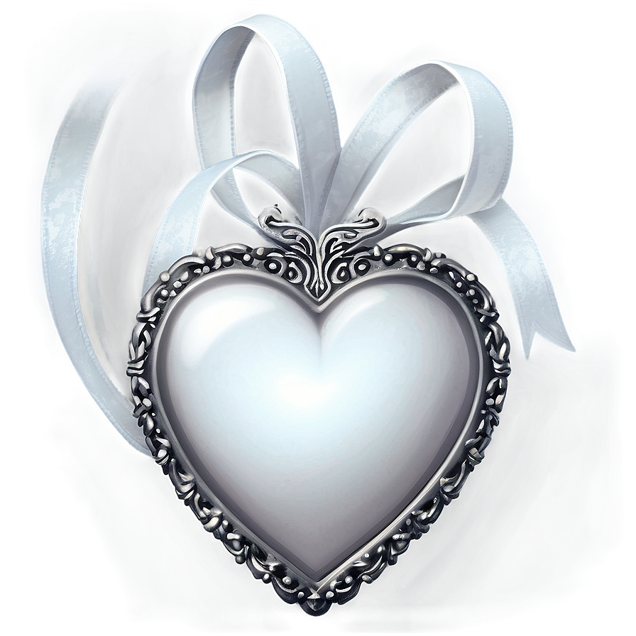 White Heart With Ribbon Png 05232024