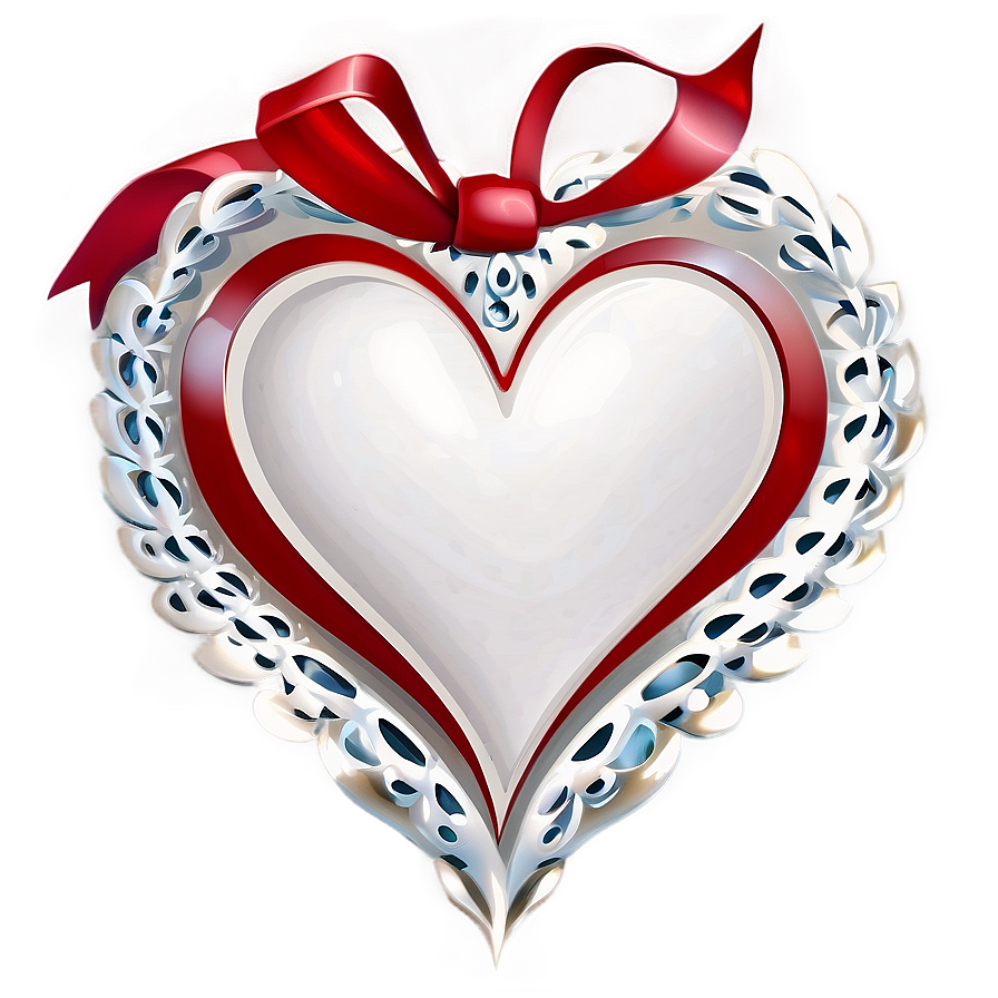 White Heart With Ribbon Png 95
