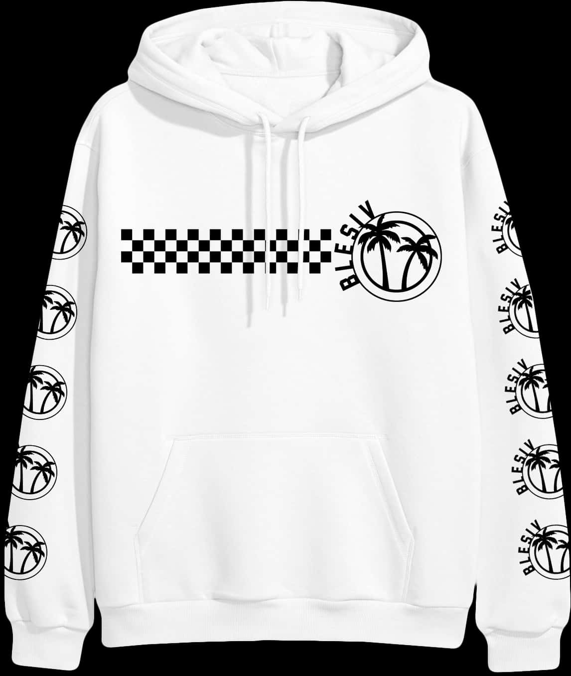 White Hoodiewith Black Graphics