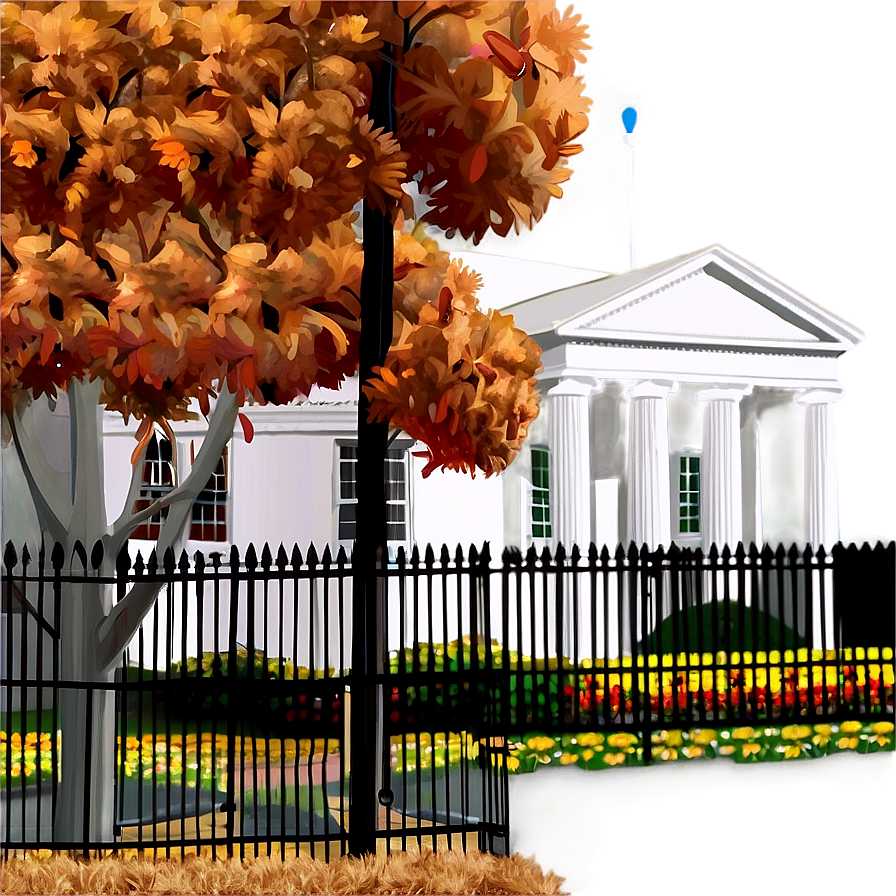 White House During Autumn Png Gna