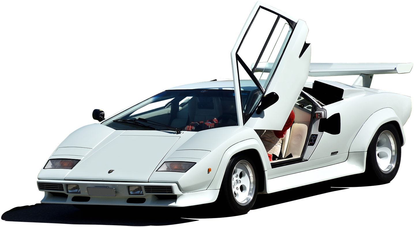 White Lamborghini Countach Classic Supercar