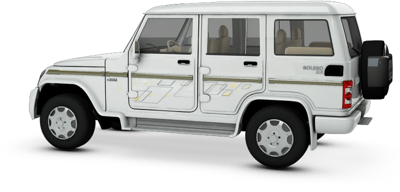 White Mahindra Bolero Side View