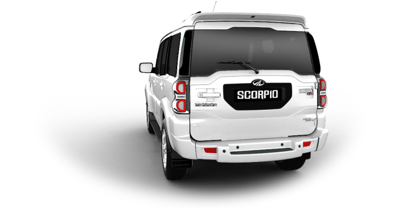 White Mahindra Scorpio S U V Rear View