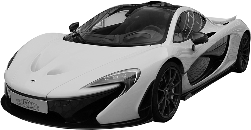 White Mc Laren P1 Supercar Side View