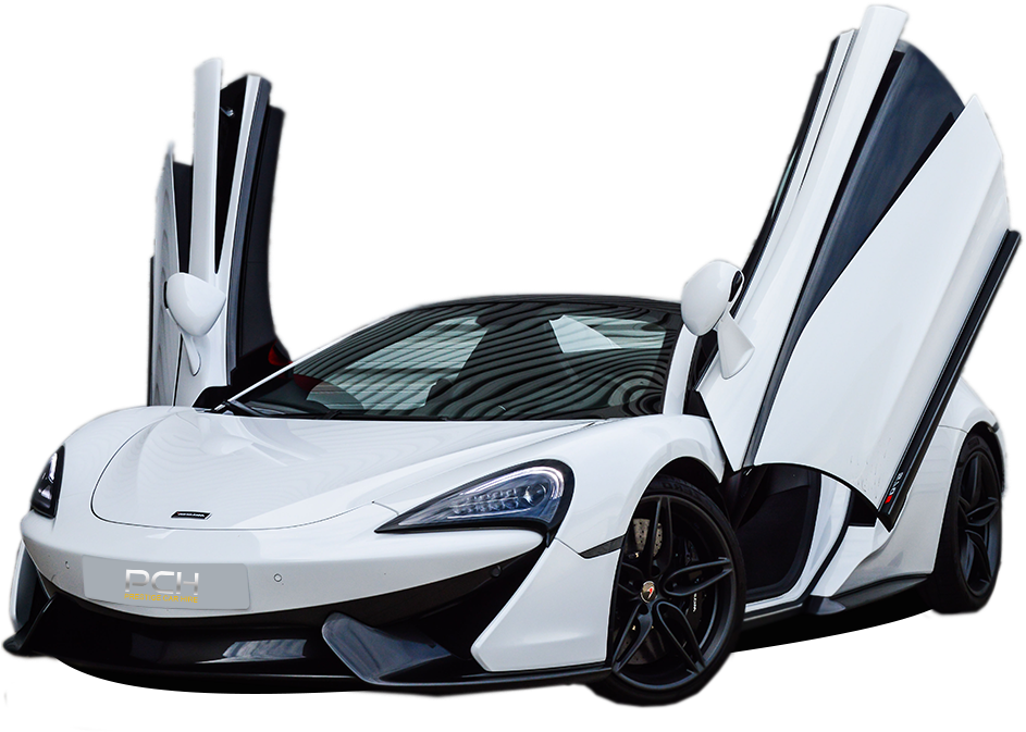 White Mc Laren Sports Car With Doors Open